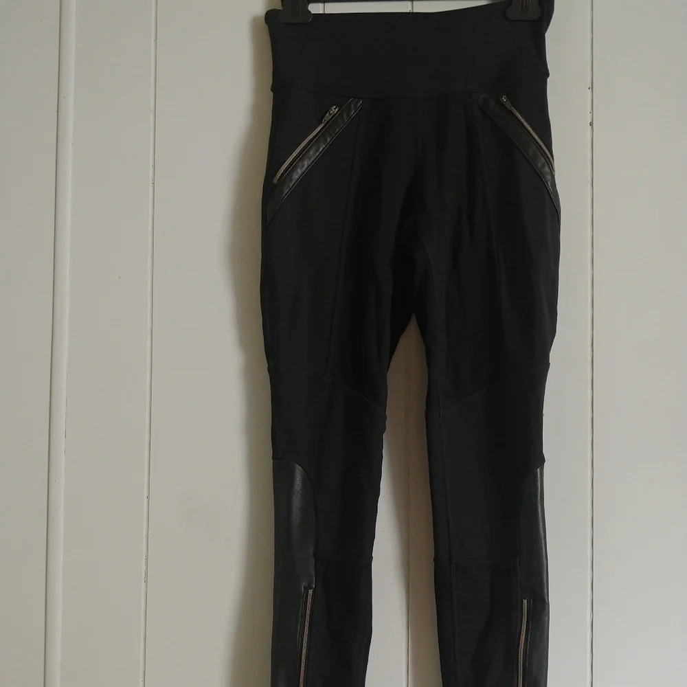 Athleta Ponte Luxe Faux Leather Panel Moto Legging